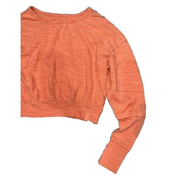Free People 5 star tee Y2K patches preppy crew sweater brick Orange XS A004908 - Picture 4 of 11